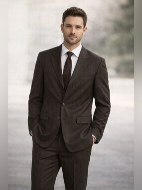 KILBURNE and FINCH Mens Gray Pinstripe 2 Piece Suit size 40L 34W